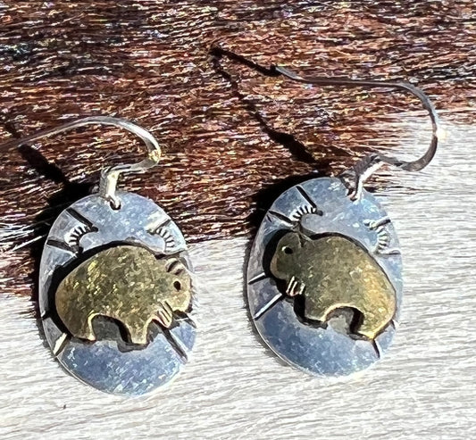 Navajo Sterling Silver Buffalo Earrings