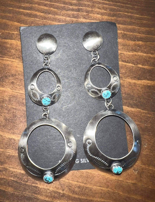 Navajo made sterling silver turquoise earrings