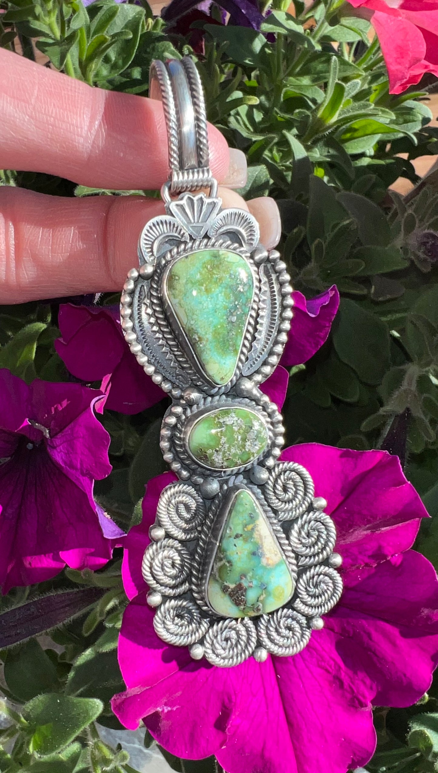 Navajo Sterling Silver Turquoise Pendant