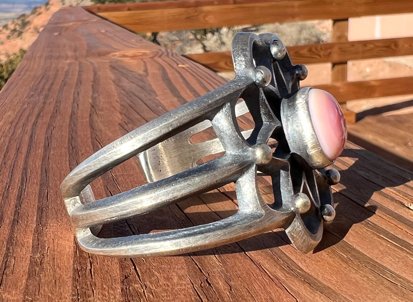 Gorgeous Sterling Silver Pink Cotton Candy Cuff