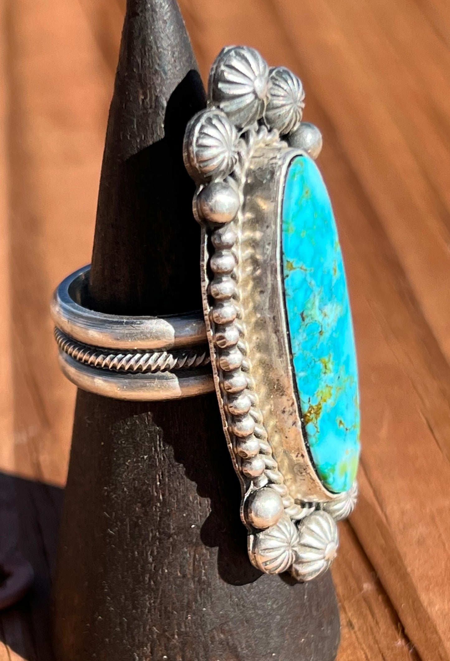 Navajo Sterling Silver Turquoise Ring Size 8.25