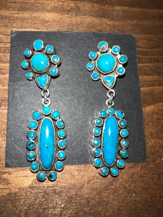 Southwest Sterling Silver Turquoise Dangle Earrings