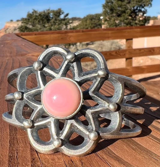 Gorgeous Sterling Silver Pink Cotton Candy Cuff