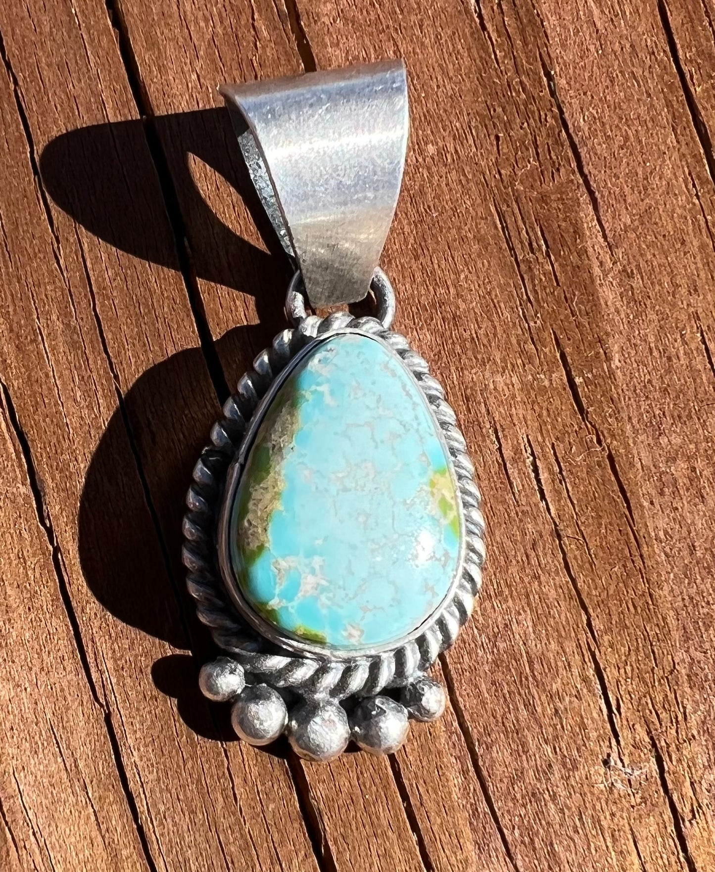 Navajo Sterling Silver Sonoran Turquoise Pendant