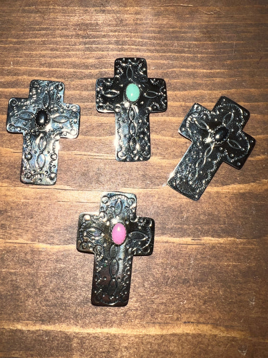 Navajo made cross pins hand stamped