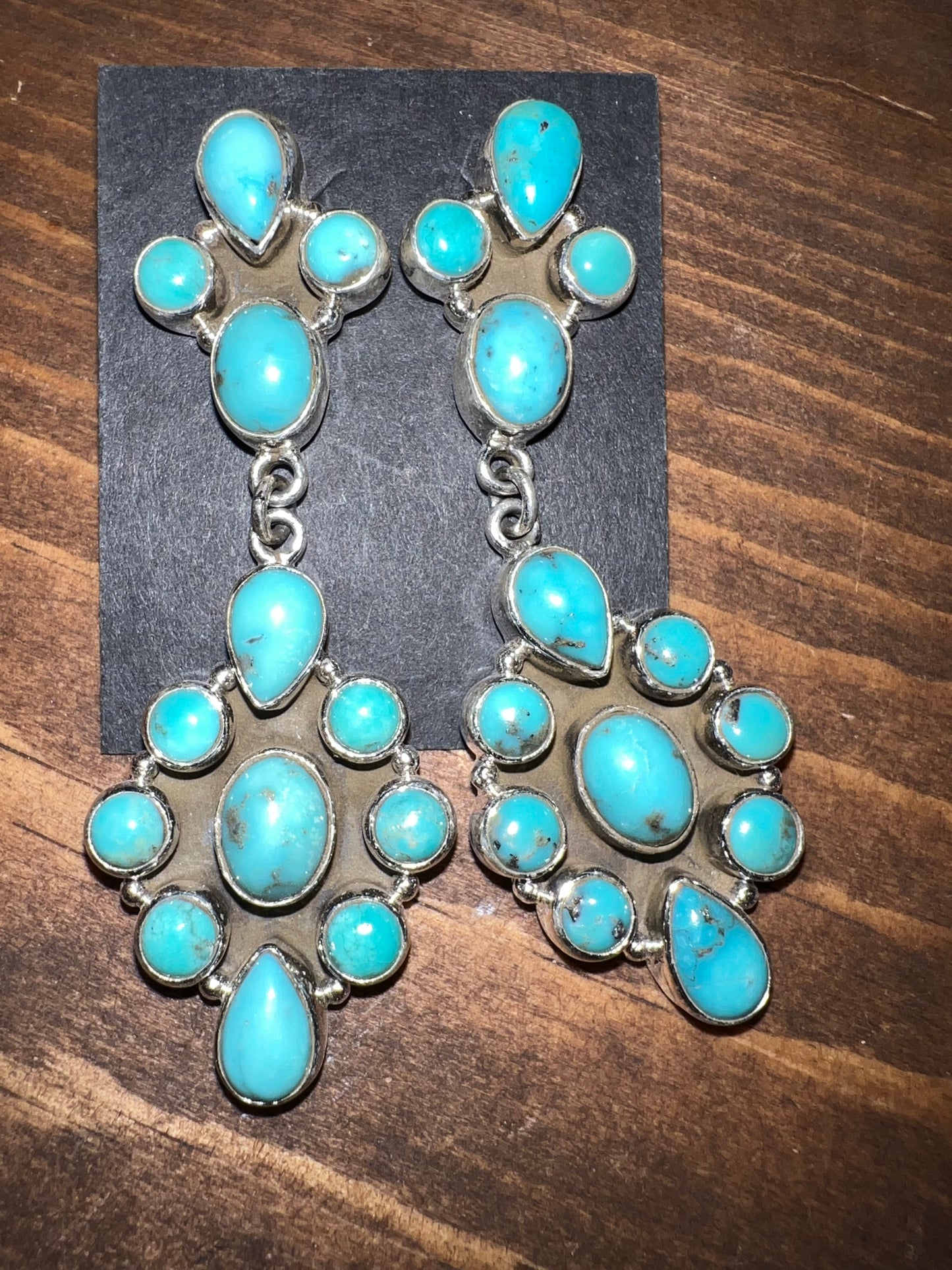 Southwest Sterling Silver Turquoise Dangle Earrings