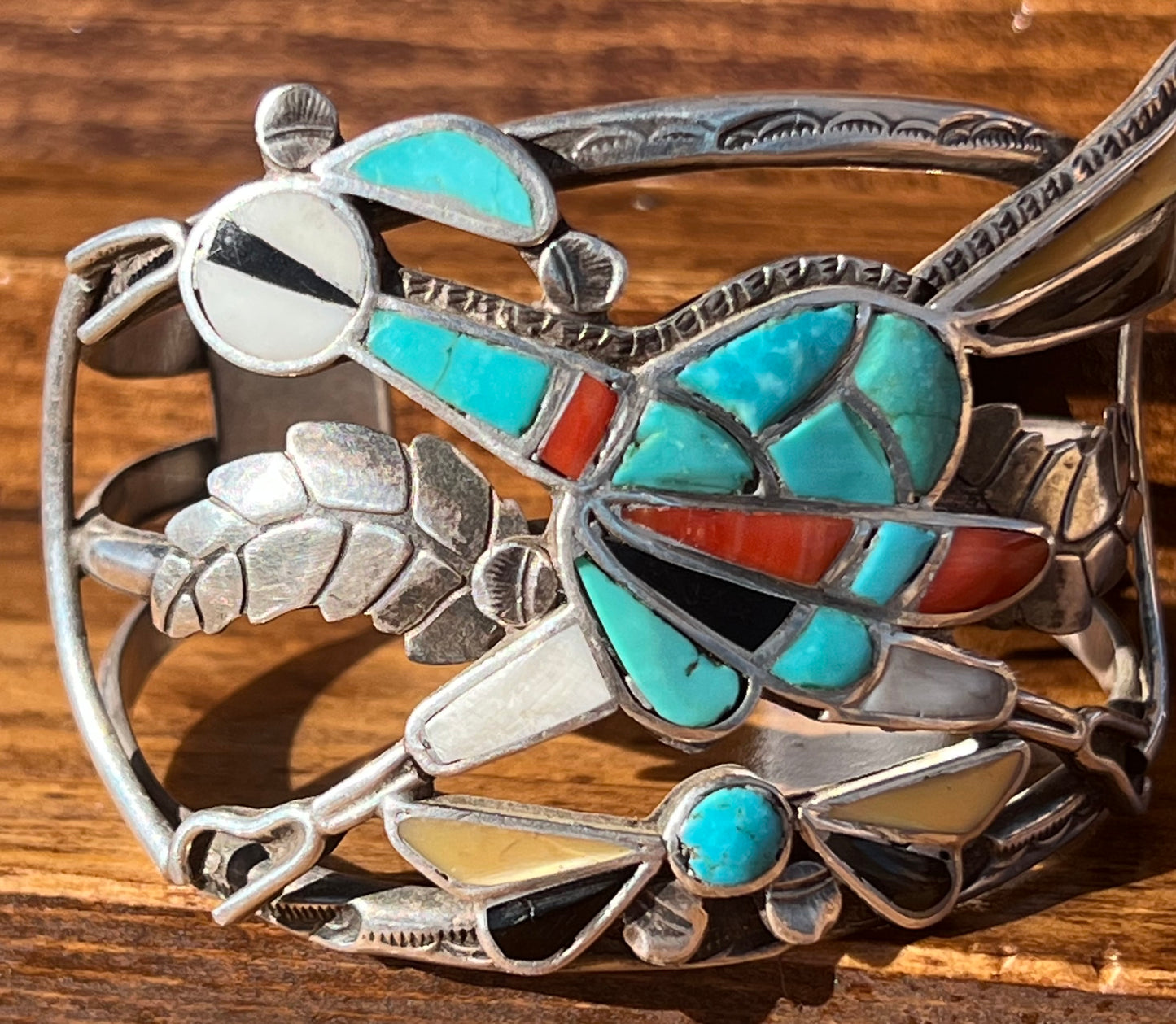 Vintage Navajo Sterling Silver Road Runner Bracelet