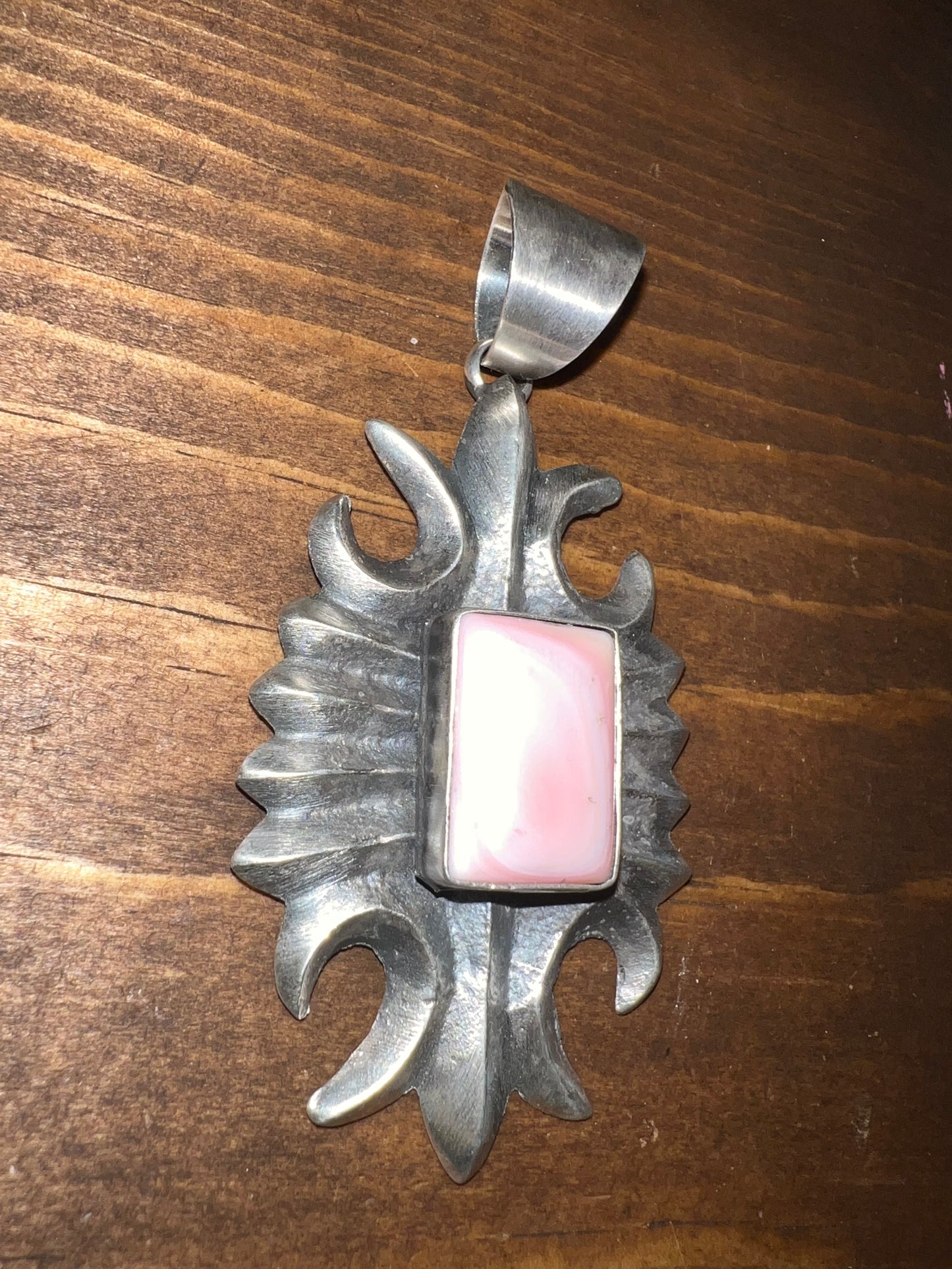 Gorgeous Sterling Silver Pink Conch Shell Pendant