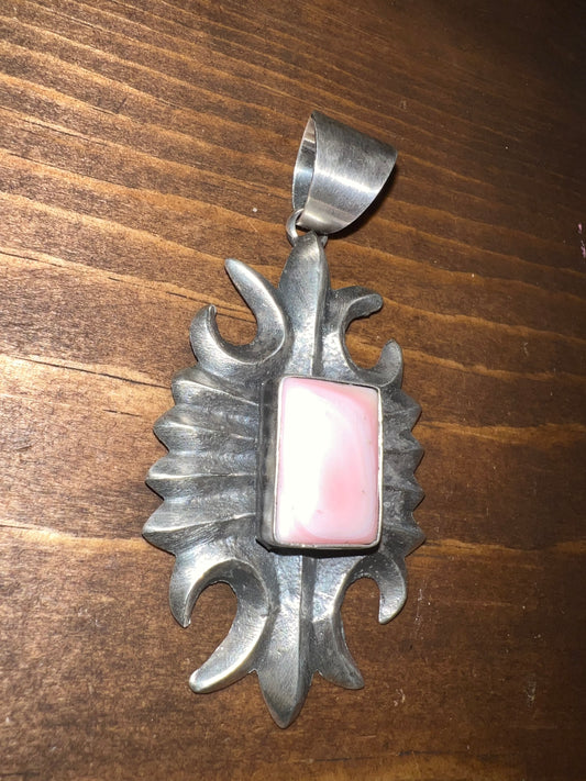 Gorgeous Sterling Silver Pink Conch Shell Pendant