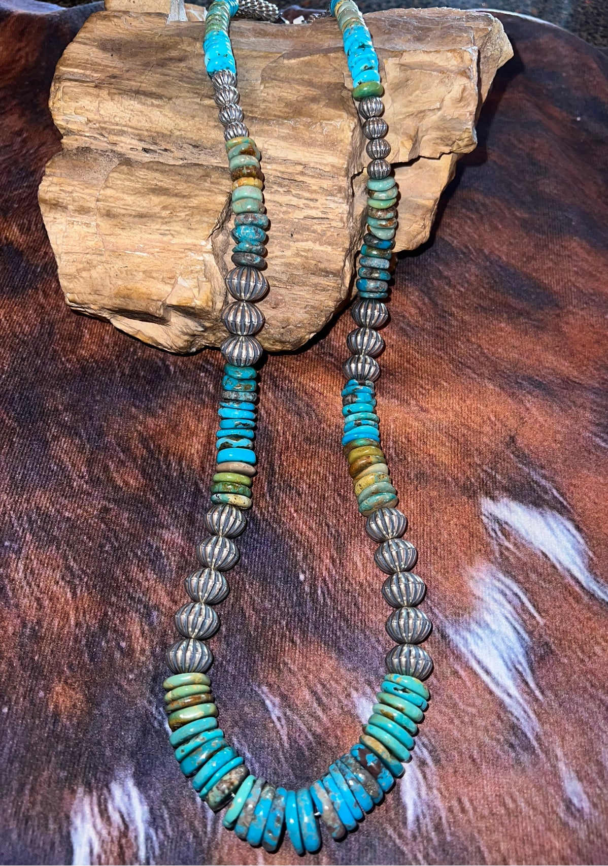 Navajo Turquoise and Sterling Beads Necklace