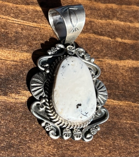 Navajo Sterling Silver White Buffalo Pendant