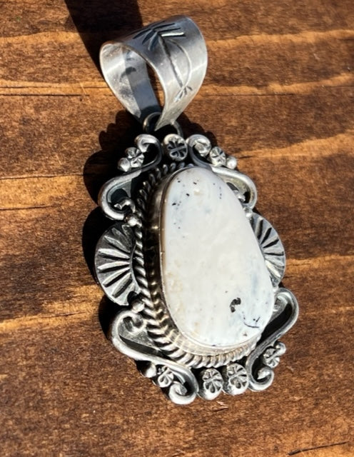 Navajo Sterling Silver White Buffalo Pendant