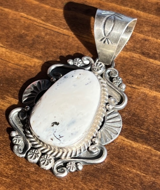 Navajo Sterling Silver White Buffalo Pendant