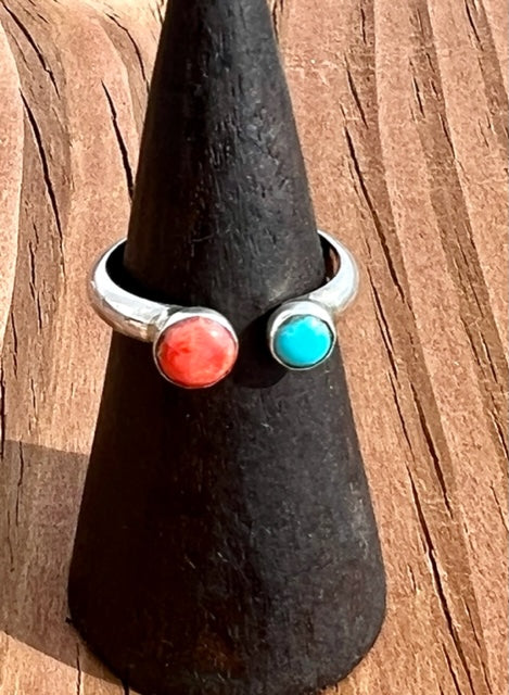 Sterling Silver Turquoise Spiny Ring Size Adjustable