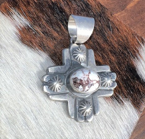 Incredible Sterling Silver Wild Horse Cross Pendant